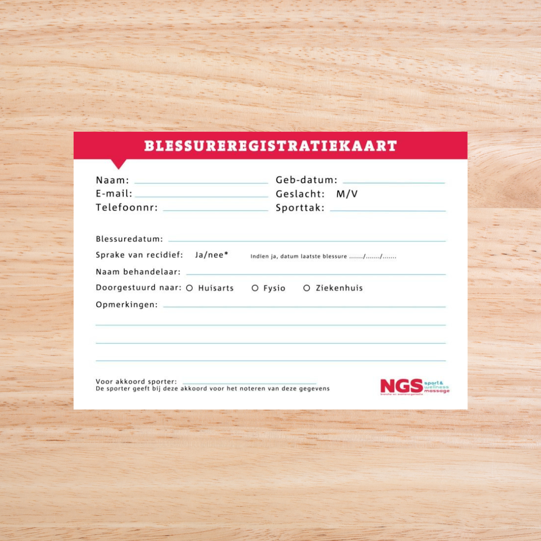 Blessureregistratiekaart 50 stuks