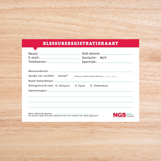Blessureregistratiekaart 100 stuks